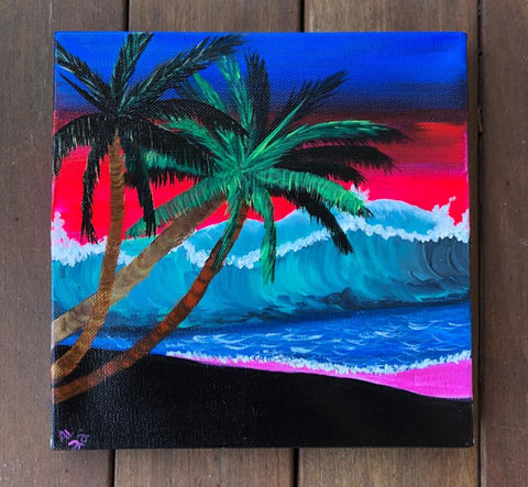 Acrylic Painting "Palms at Sunset"